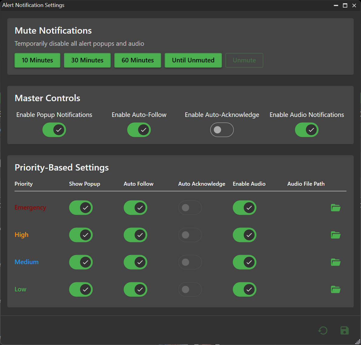 Alert Options Per User