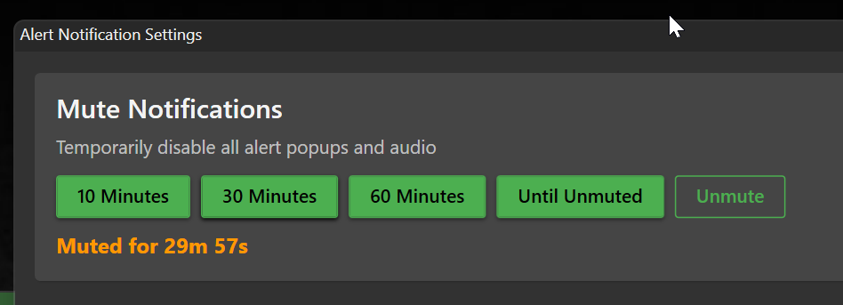 Alert Quick Mute Options