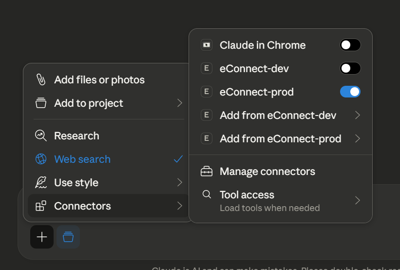 Enabling and disabling the eConnect connector in the chat window