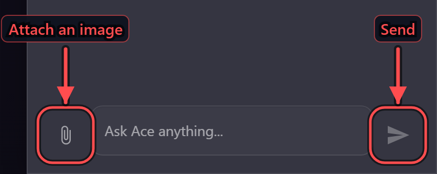 The chat composer with the attach and send controls named