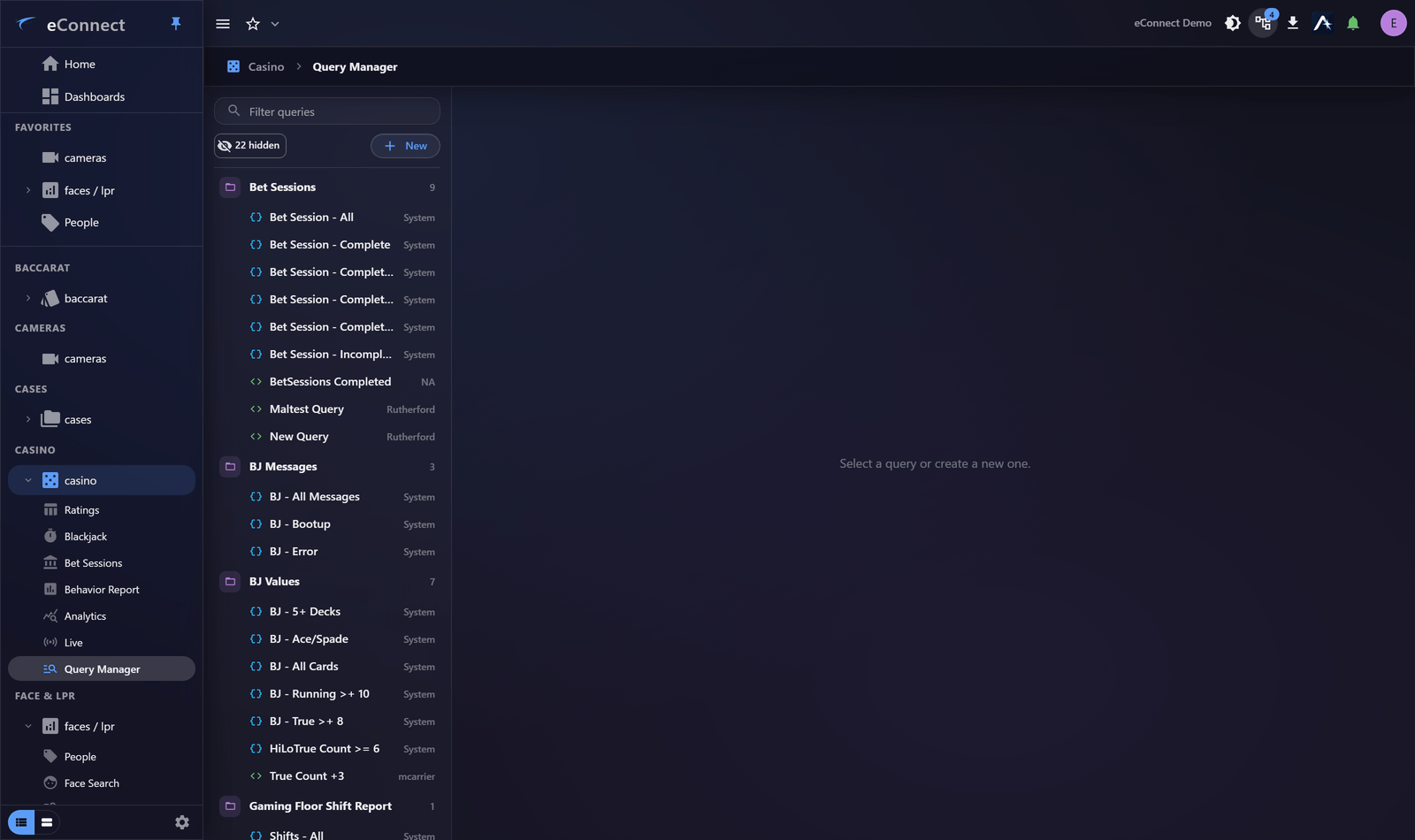 The Query Manager, where a saved query can be copied to another module