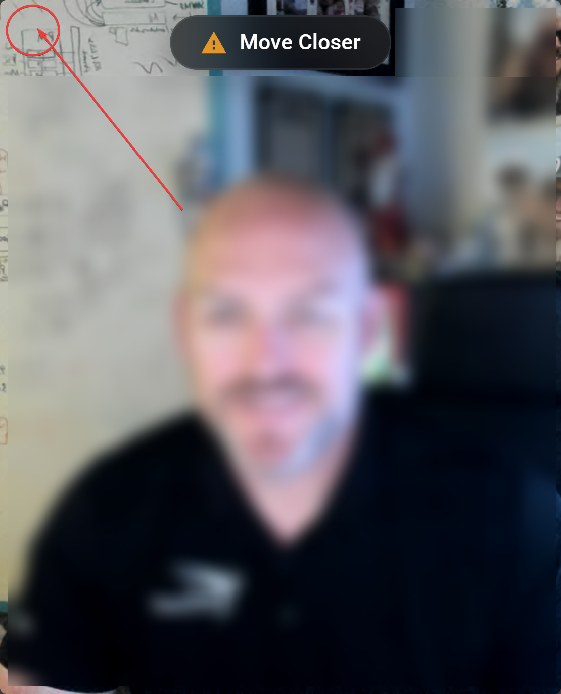 Hidden button in the upper-left corner that opens the Face Verify setup menu