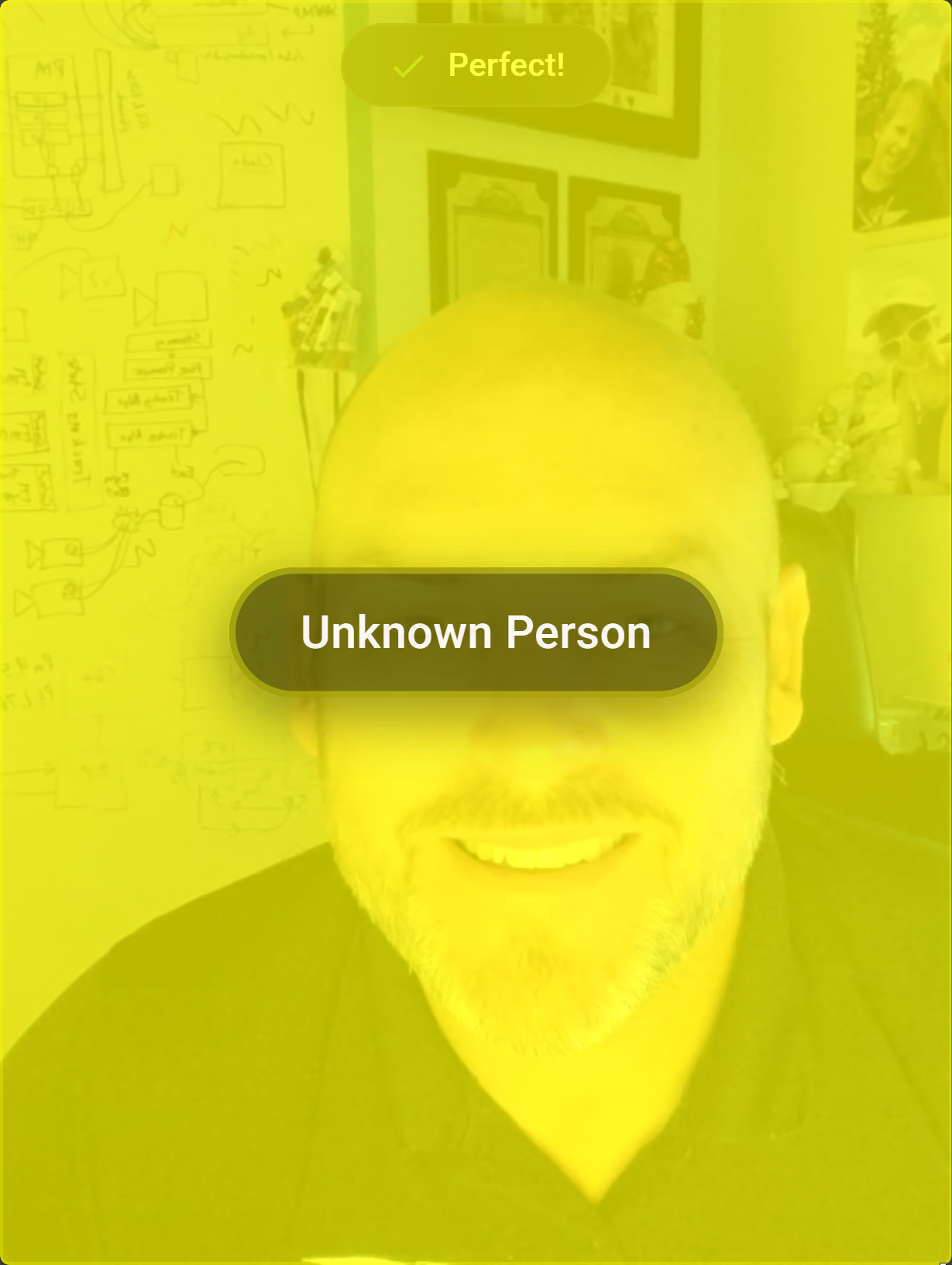 Face Verify yellow-light please check in screen